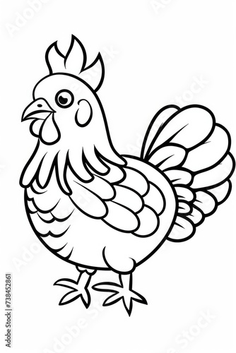 Rooster coloring page for kids rooster coloring book page rooster line art design © Andi