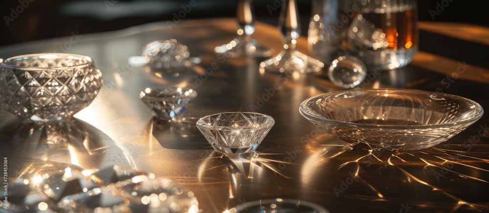 Various diamond disks and bowls adorn the tabletop.