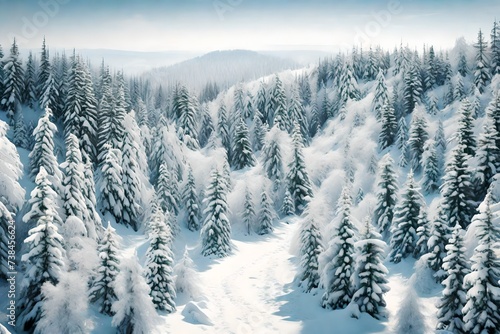 BlueWillow BOT — Today at 4:32 AM imagine: A snow-covered wilderness with evergreen trees dusted in white, stretching as far as the eye can see