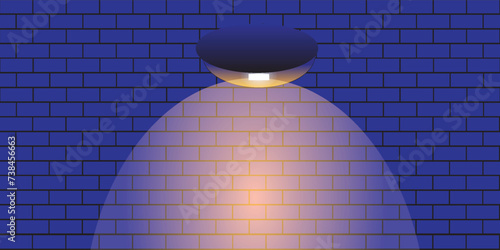 Brick wall, background, orange neon light