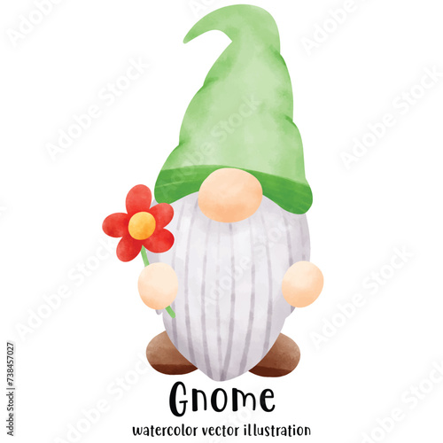 Cute Gnome Watercolor Illustration Vector