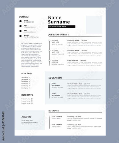 Creative resume template  CV, displaying your profile. Vector