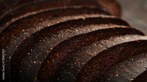 Black dark bread texture toast wholemeal food slice. Banner background design 