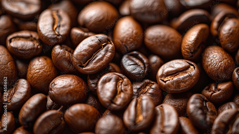 Naklejka premium Coffee bean texture pattern drink heap. Banner background design