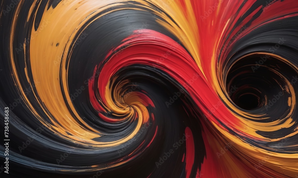 beautiful background. a dramatic and explosive swirl of paint with vibrant golds and reds fading into a black void depicting movement and energy