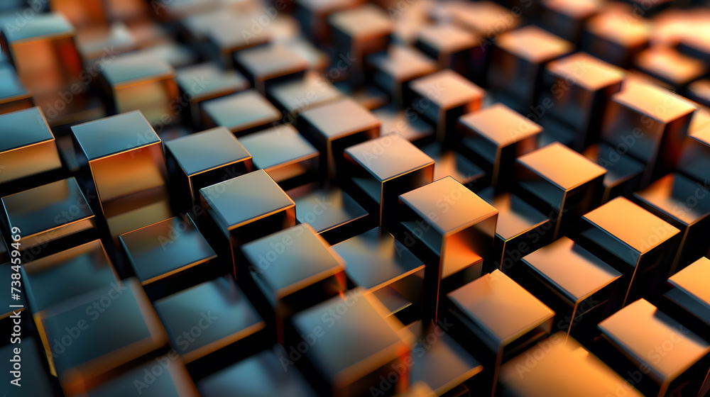 A photo of a 3D abstract pattern, with depth and perspective. There were many squares on it that reflected the colors of the sunset. A photo of a 3D abstract pattern, with depth and perspective. There were many squares on it that reflected the colors of the sunset.