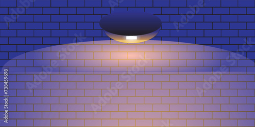 Brick wall, background, orange neon light
