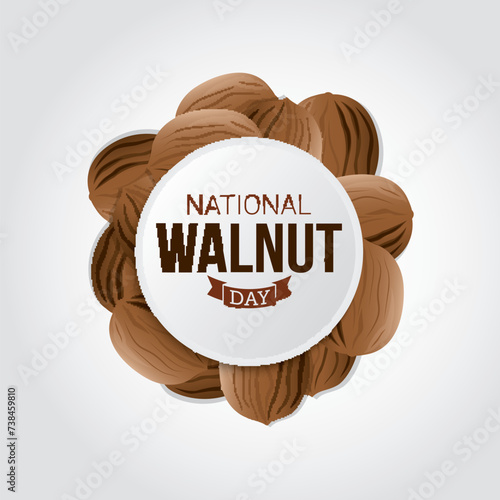National Walnut Day Vector Illustration. Food national day themes design concept with flat style vector illustration. Suitable for greeting card, poster and banner. Suitable for business asset design