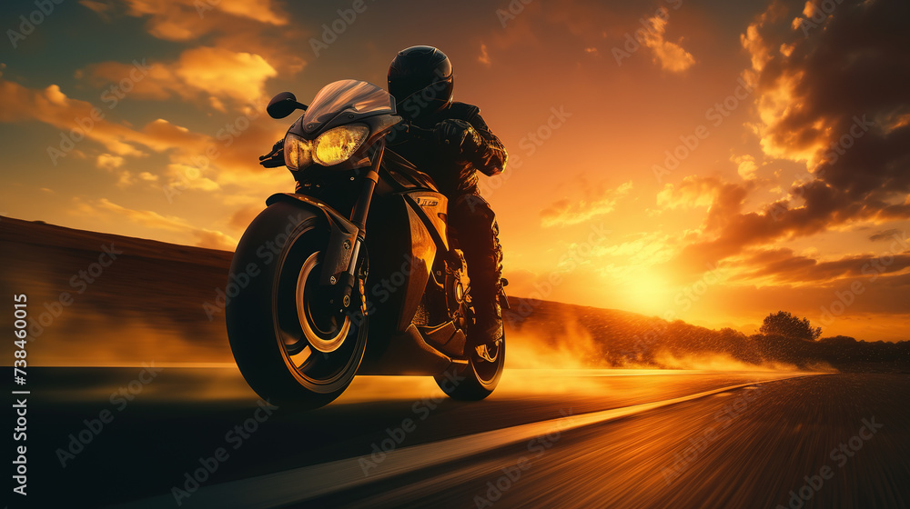 silhouette of a biker on sunset