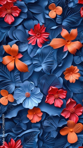 Seamless pattern of flowers. Vertical background 