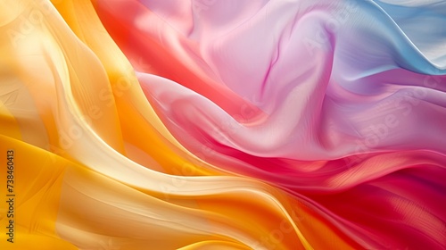 Silk colorful rainbow fabric material textile. Banner background design 