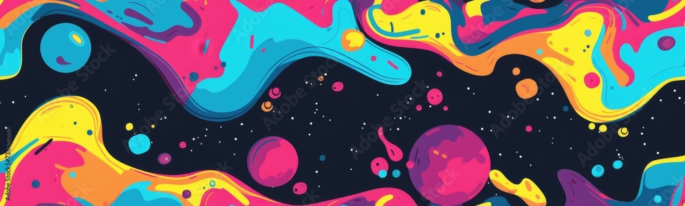 Seamless pattern of galaxy. Banner