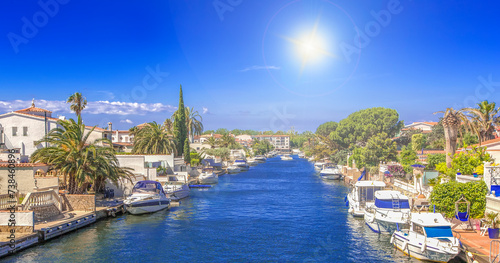 Wall Mural Empuriabrava Costa Brava on sunlight, Spain, one of the largest residential marina in Europe