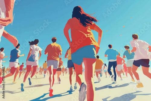 Colorful Running marathon poster, sport and activity background, colorful banner design illustration