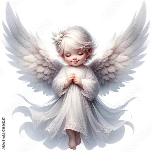 angel on white : Character in Traditional Scottish Tartan Attire