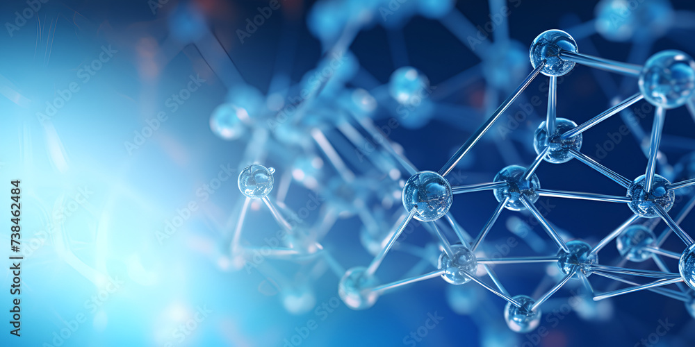 Molecular Net with Atoms And Connections - obrazy, fototapety, plakaty 