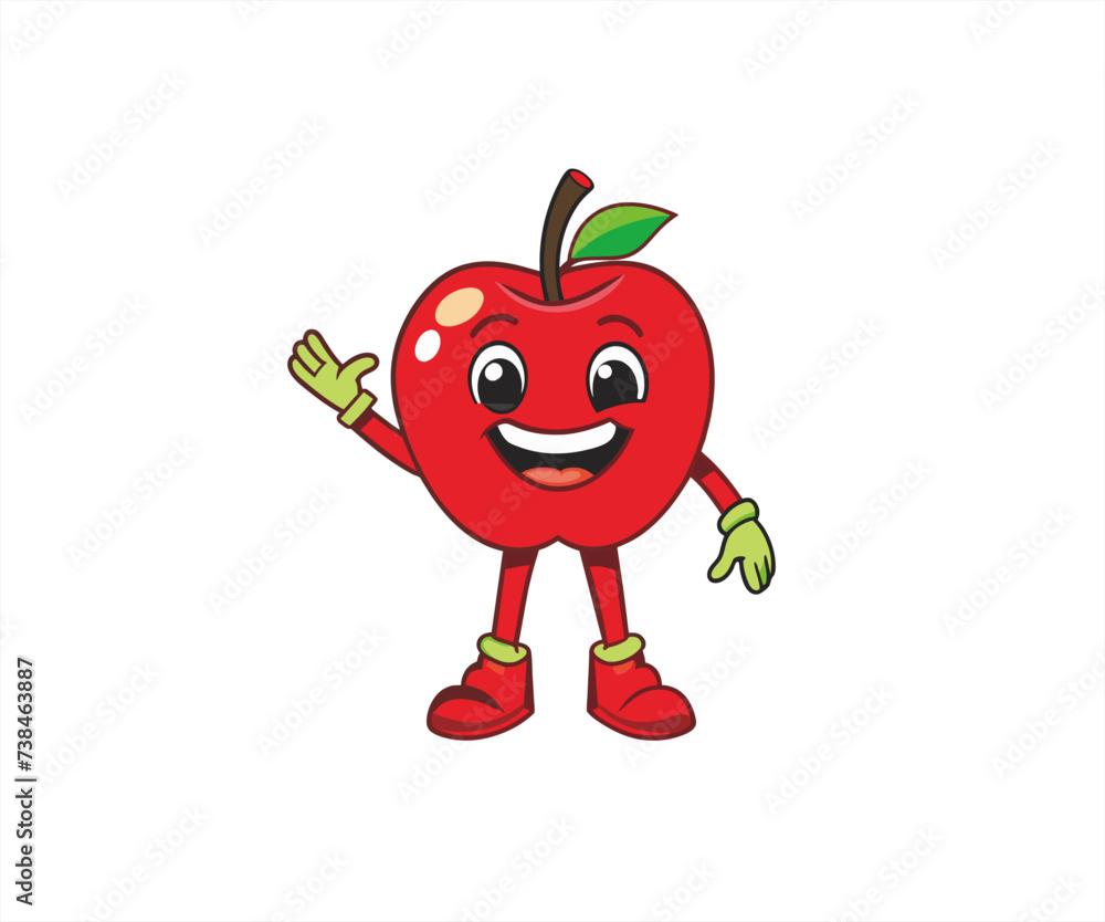 character of apple fruit flat design illustration character of apple fruit flat design illustration