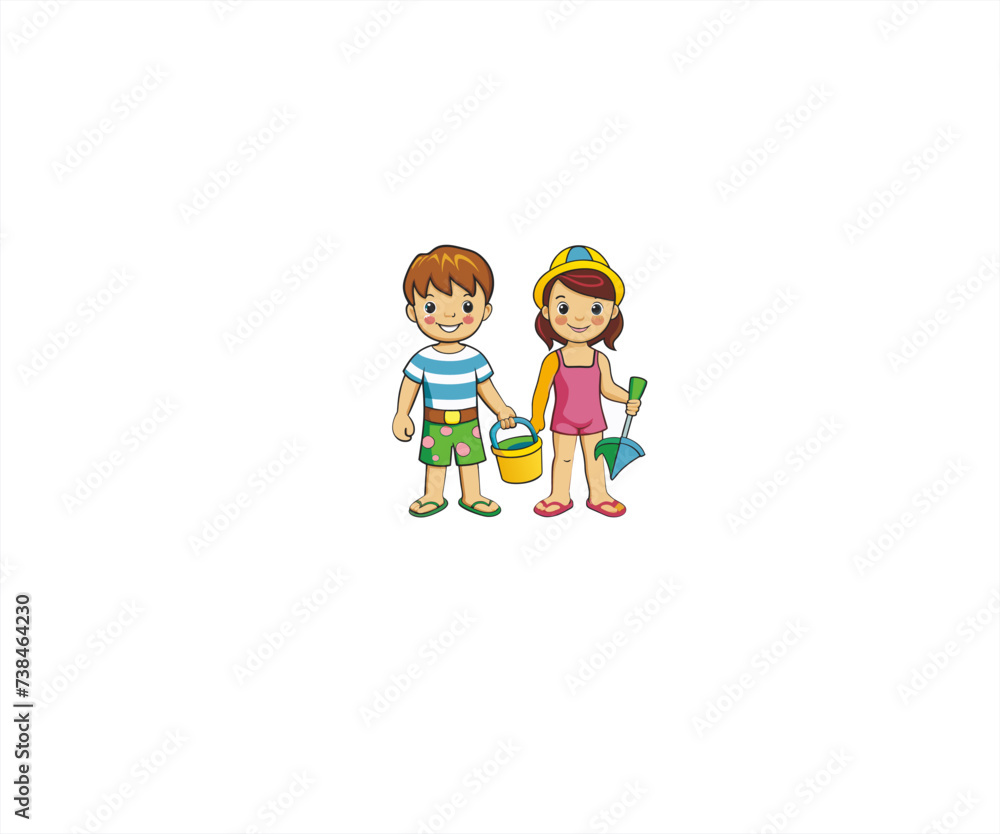 children in the park character mascot illustration children in the park character mascot illustration