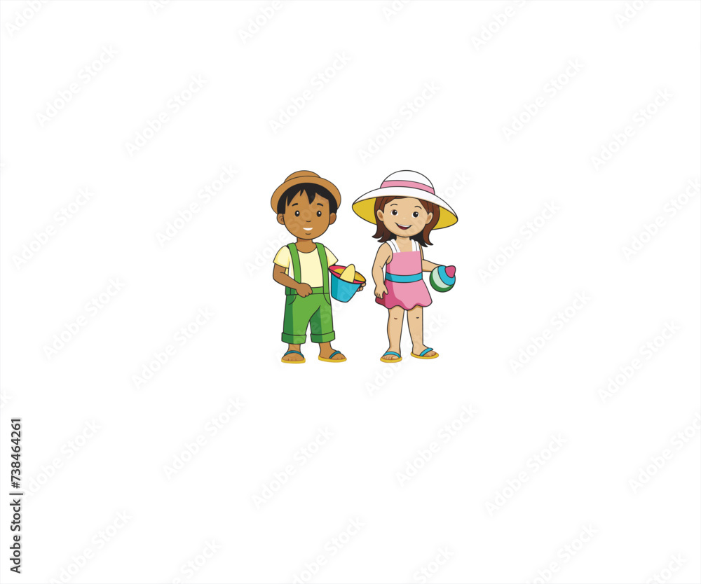 children in the park character mascot illustration children in the park character mascot illustration