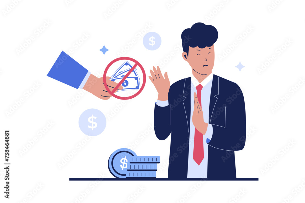 People refuse bribes illustration concept. Vector flat illustration People refuse bribes illustration concept. Vector flat illustration