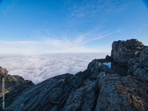 above the clouds at a summit on the blue ridge mountain range in virginia 