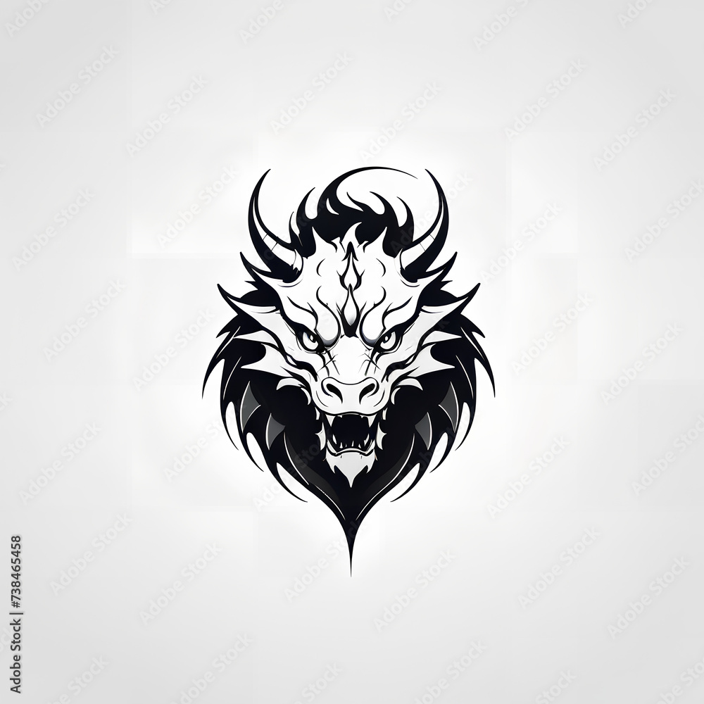 Fototapeta premium logo dragon head line art minimalist design