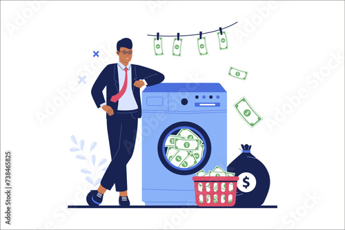 Money laundering illustration. Vector flat illustration