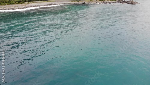 aerial view of hector's dolphines, new zealand native marine mammals recorded near kaikoura peninsula photo