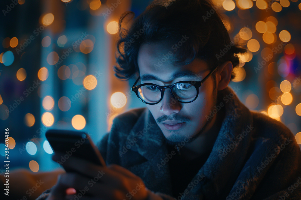 Man using smartphone with social media and digital online The idea of living during the holidays and using social media, technology networks. Man using smartphone with social media and digital online The idea of living during the holidays and using social media, technology networks.