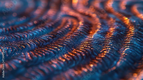 Ultra-magnified view of a human fingerprint  showcasing intricate ridges and patterns