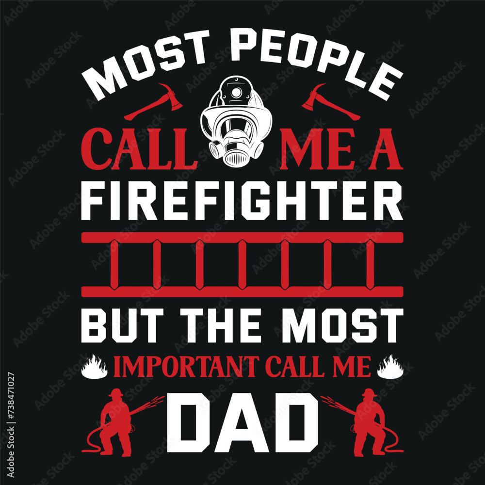 Firefighter T-Shirt Design With Vector And Elements