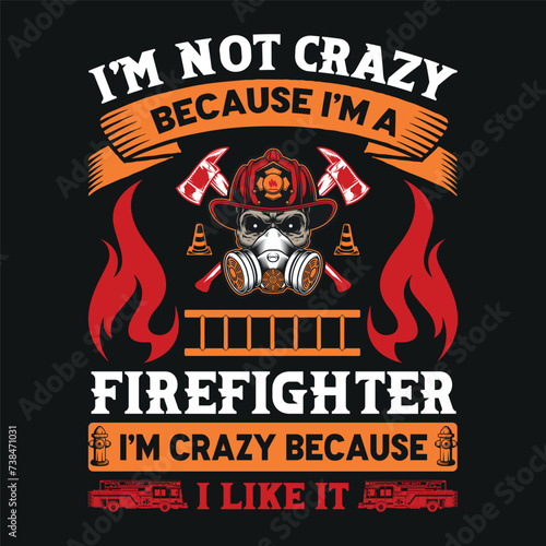 Firefighter T-Shirt Design With Vector And Elements