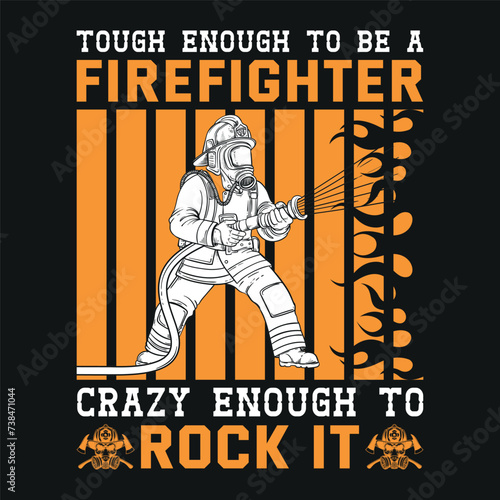 Firefighter T-Shirt Design With Vector And Elements