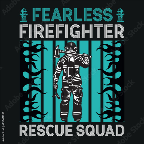 Firefighter T-Shirt Design With Vector And Elements