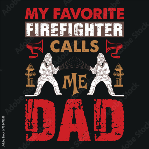 Firefighter T-Shirt Design With Vector And Elements