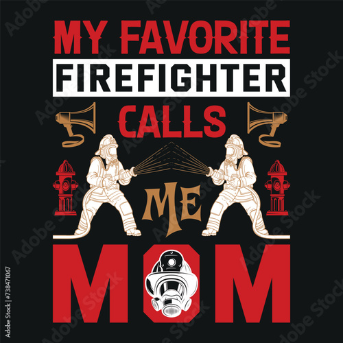 Firefighter T-Shirt Design With Vector And Elements