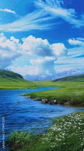 landscape with lake and blue sky © banthita166
