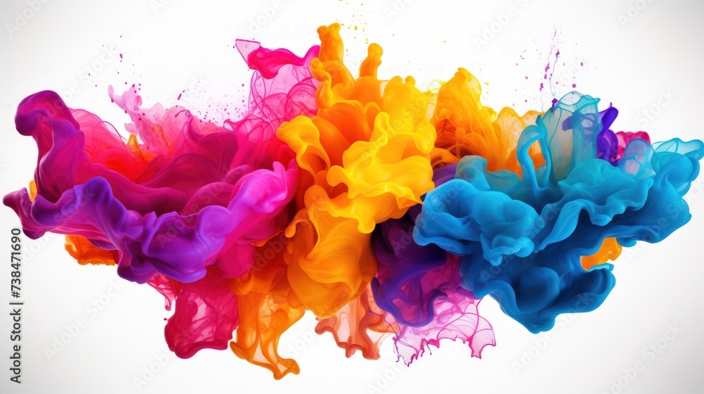 Colorful splash of paint on a white background