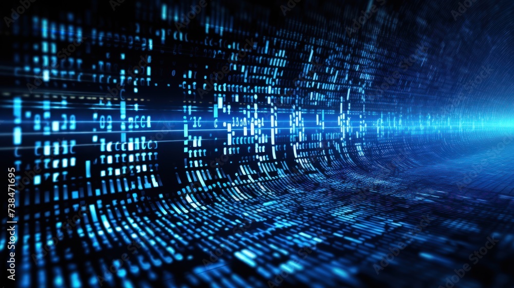 Computer screen with blue digital binary data background Computer screen with blue digital binary data background