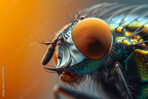Magnified view of a fly's eye, intricate compound structure