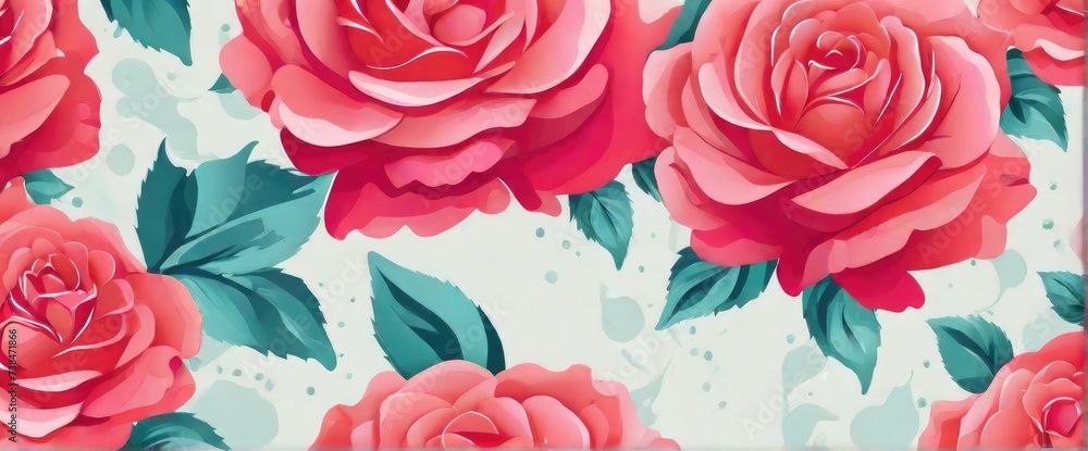 pattern with pink roses and green leaf pattern with pink roses and green leaf