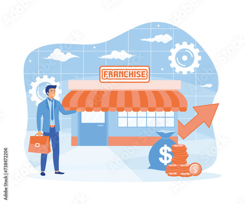 Franchise banner. retail store or service network, template banner. flat vector modern illustration 