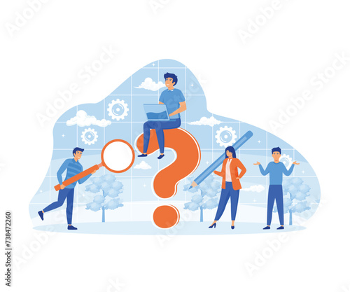 Business decision making doubt about options confusion Decide right solution directions dilemma. flat vector modern illustration  