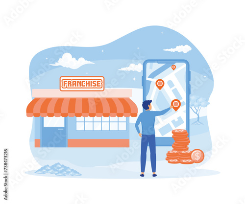 Franchise banner. Franchising business branch expansion. flat vector modern illustration 