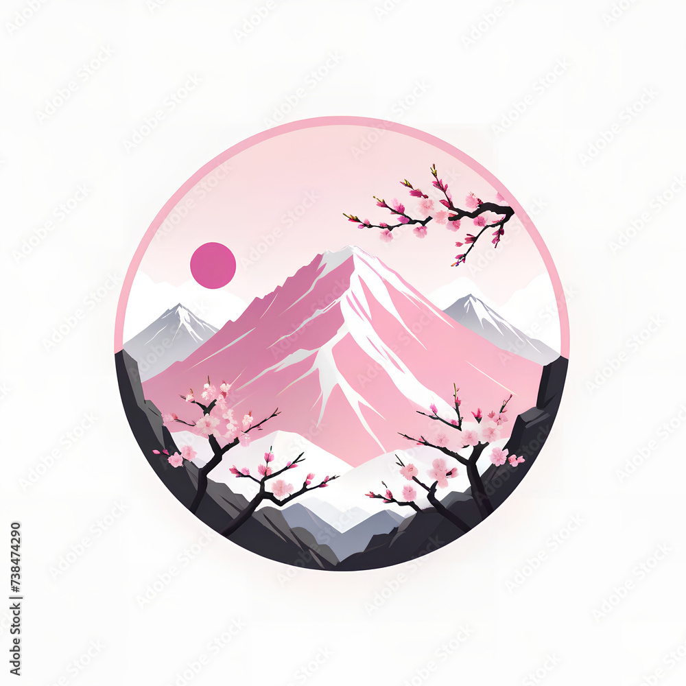 mountaun sakura blossom minimalist flat design mountaun sakura blossom minimalist flat design
