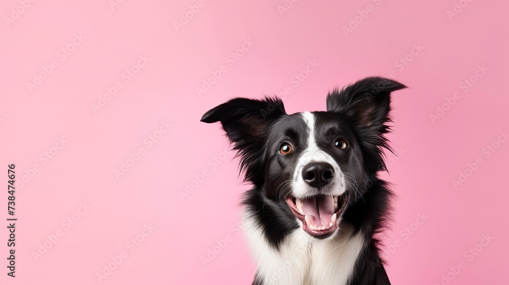 Border Collie dog on a one color background, copy space - generative ai