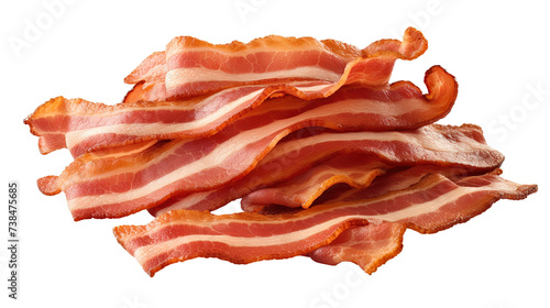 Bacon on white isolated on clear png background and transparent background. food drink and dessert concept for cafe and restaurent, AI generative. 