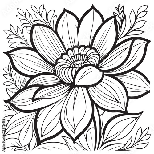 Luxury floral outline drawing coloring book pages line art sketch