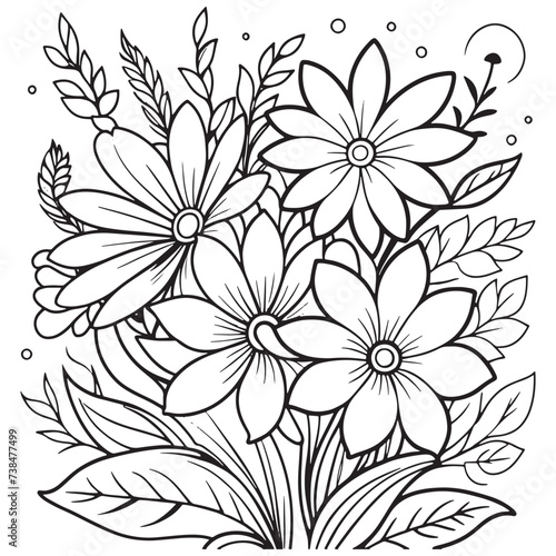 Luxury floral outline drawing coloring book pages line art sketch