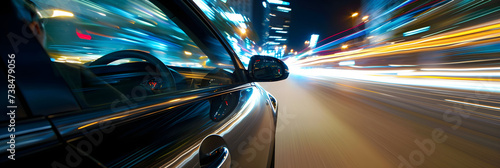 fast car racing through the city at night